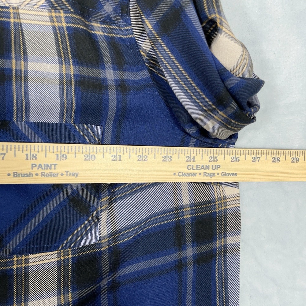 Torrid Harper Tunic Top Womens 2 Blue Plaid Roll Tab Sleeve Blouse Office Casual - Picture 5 of 12